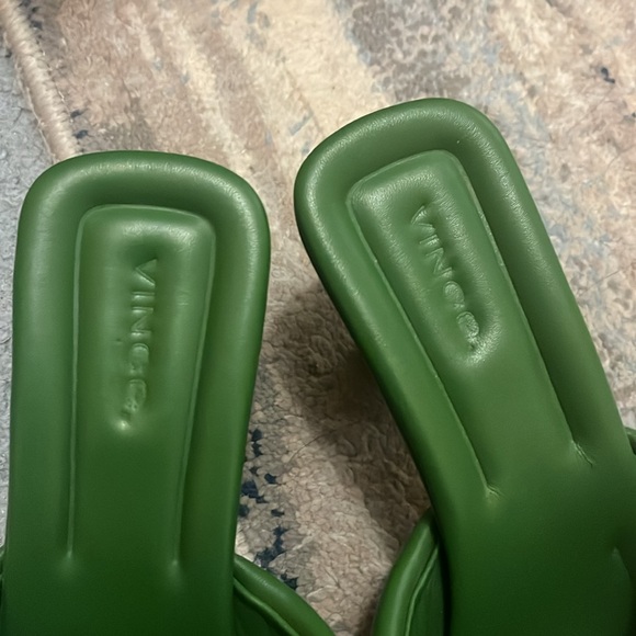 Vince Green Ceil Leather Square Toe Heel Sandal Mule - Picture 4 of 7